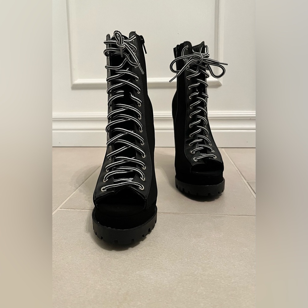 Wild Diva Lace Up Platform Boots